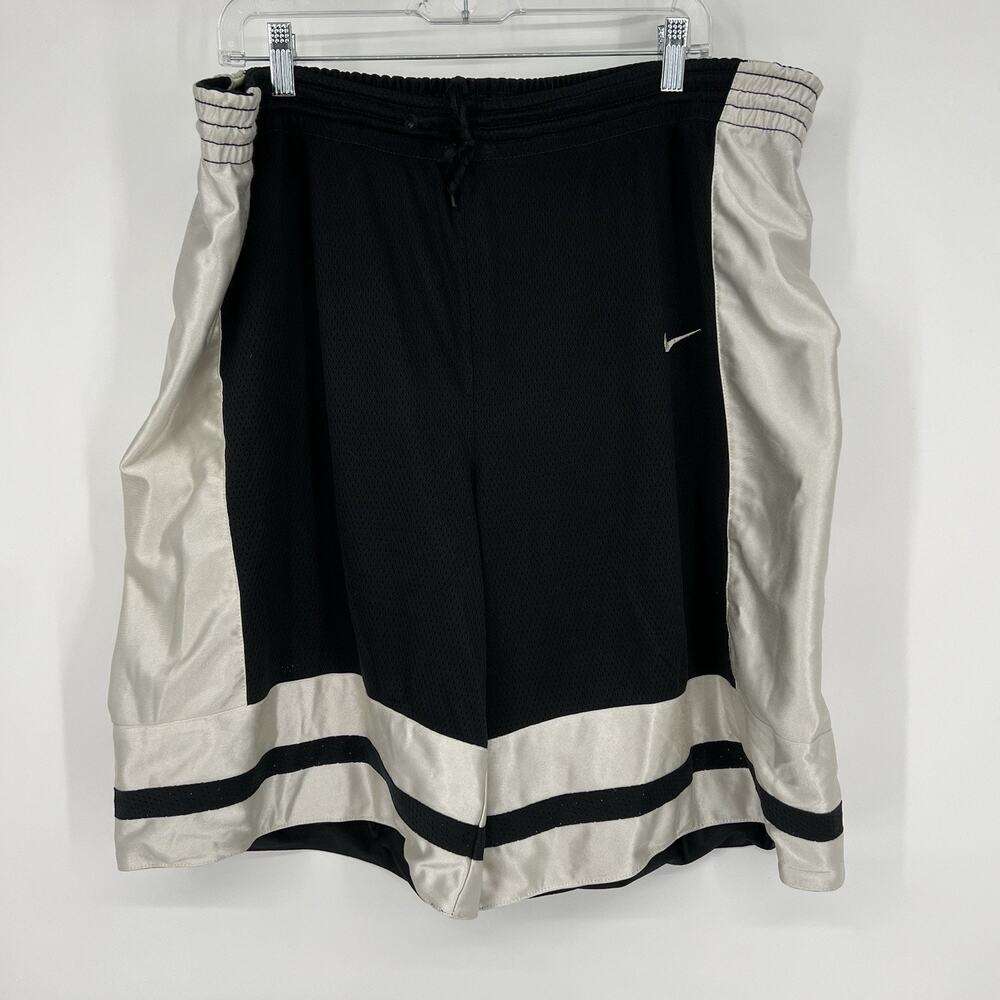 Nike Y2K Oversized Dazzle Basketball Shorts Reversible Shiny Black & White XXL